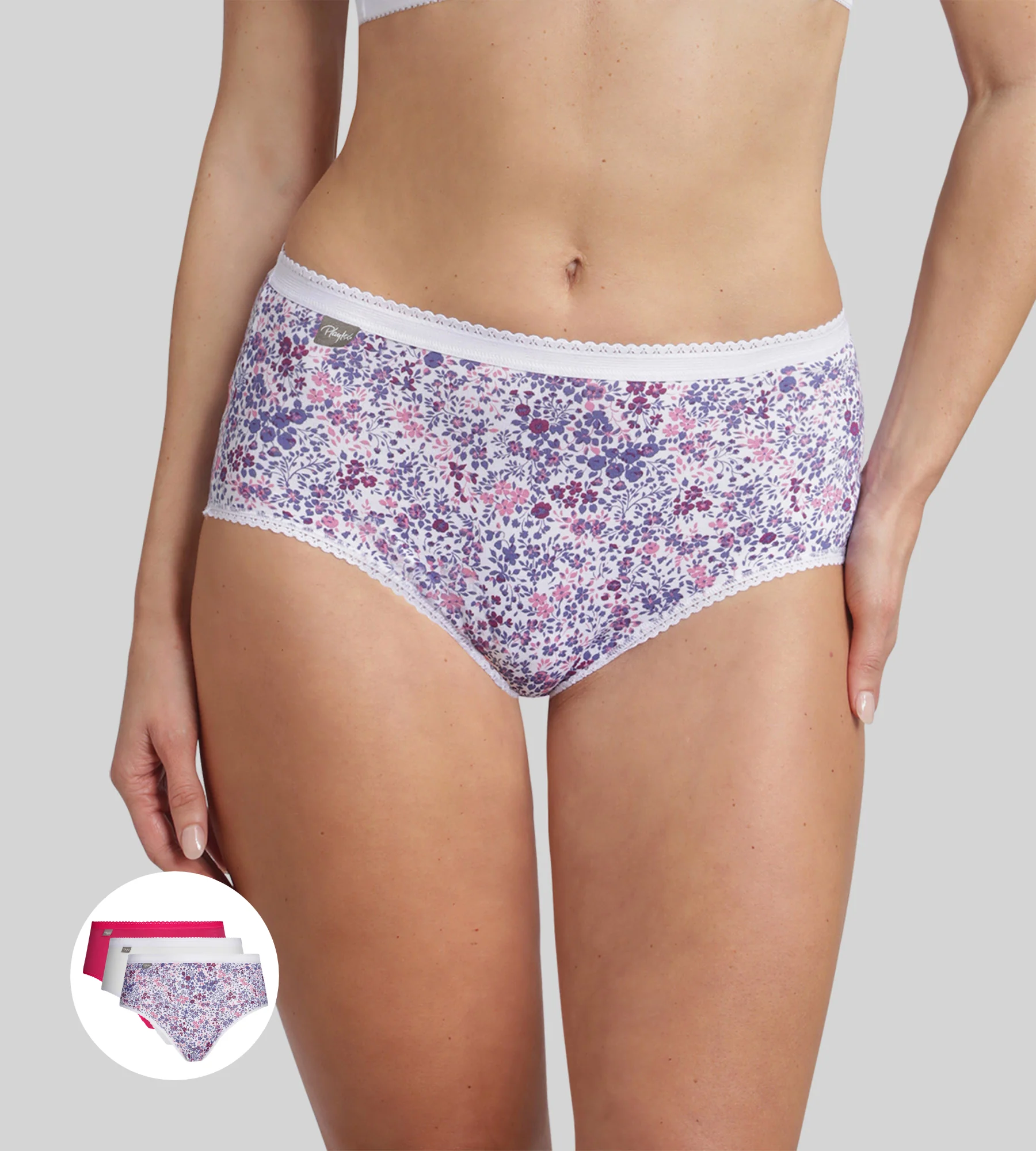 Pacco di 3 slip viola Cotone Stretch
