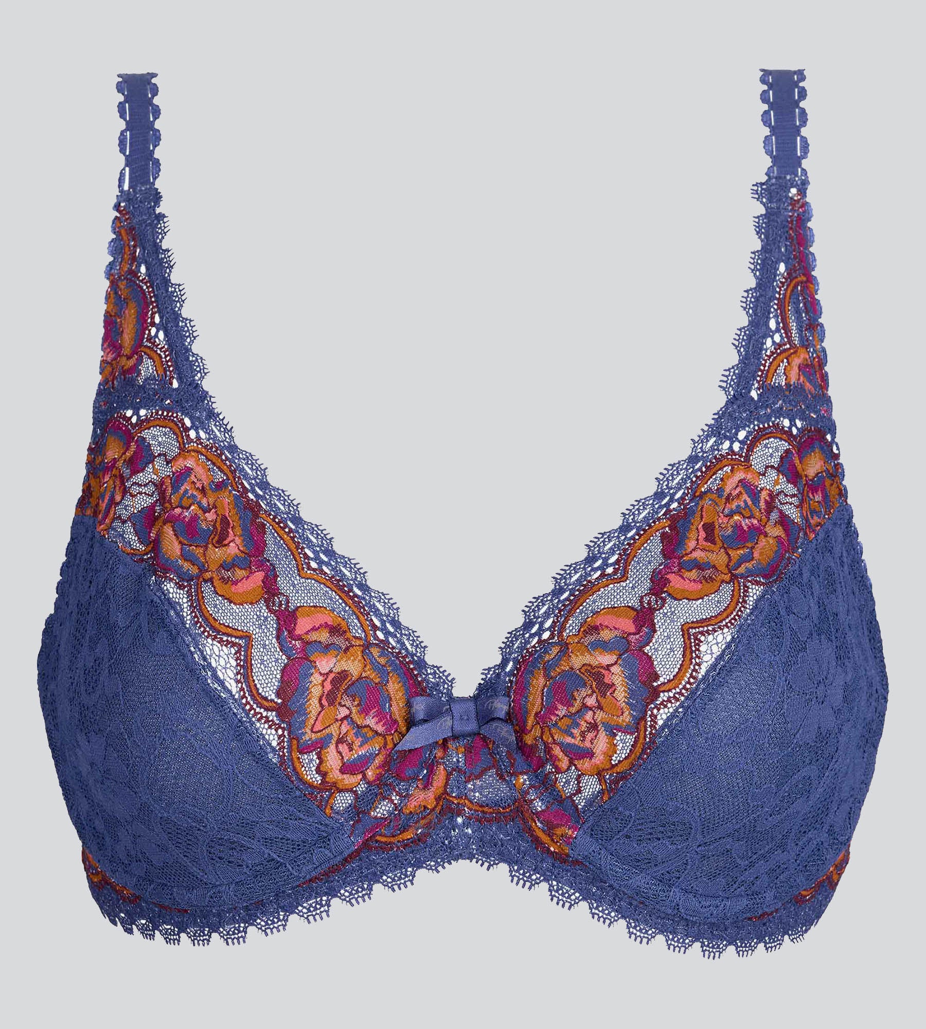 Reggiseno con ferretto blu e rosso Flowery Lace Riciclato - Image 5