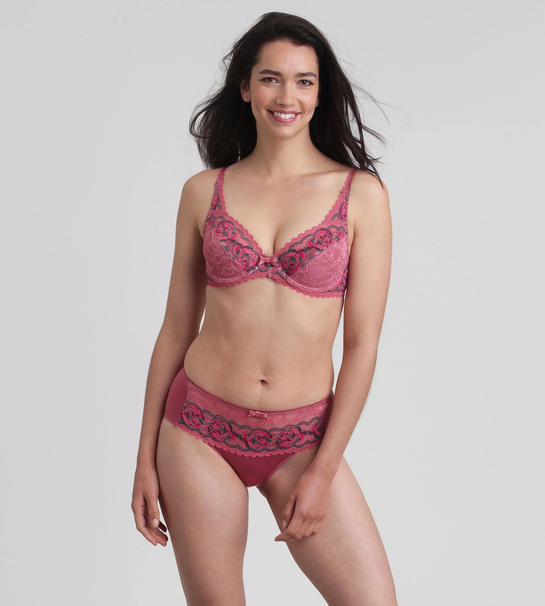 Reggiseno con ferretto rosa floreale Flowery Lace Riciclato - Image 3