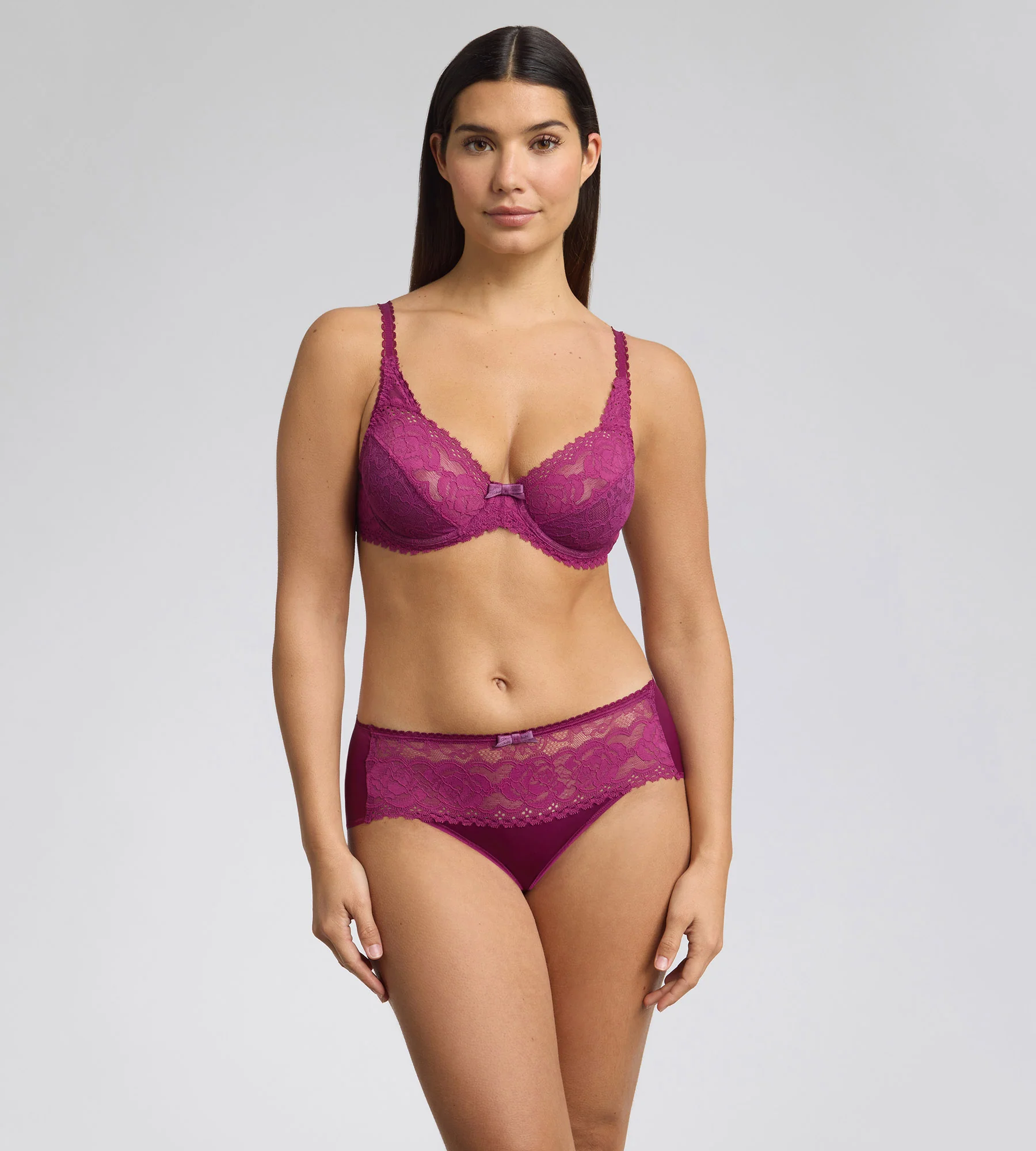 Reggiseno con ferretto viola imperial Flowery Lace Riciclato - Image 3